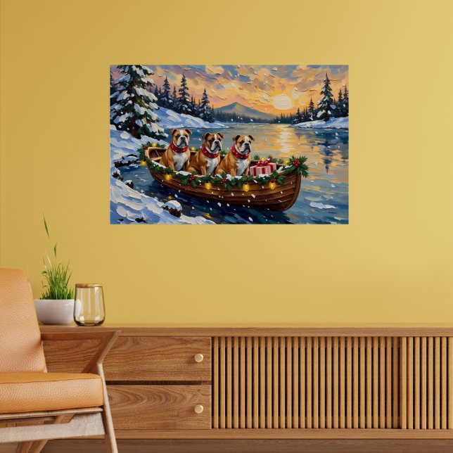 Bulldog Christmas Boat Holiday Poster (Vardagsrum 2)