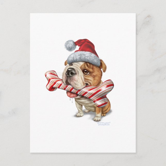Bulldog christmas helg vykort (Framsida)