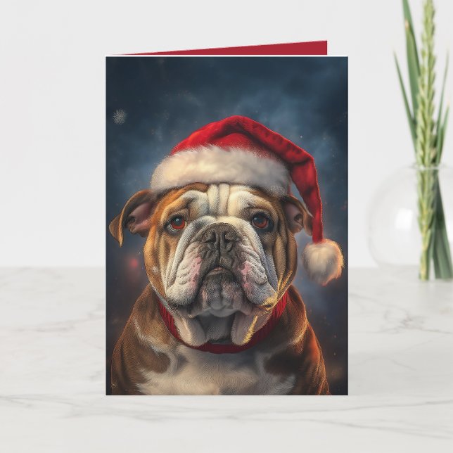 " Bulldog Christmas önskan" Helgkort (Framsida)