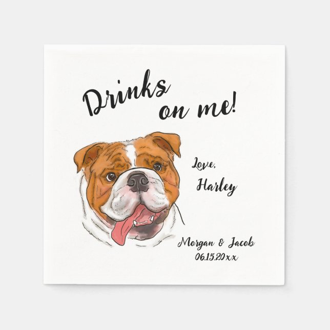 Bulldog Cocktail Napkin Pappersservett (Framsidan)