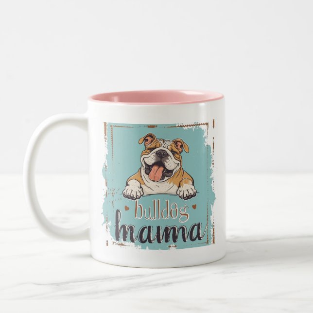 Bulldog cup mug dog lover cup mug Två-Tonad mugg (Vänster)
