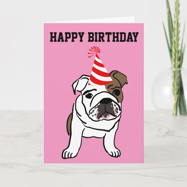 BULLDOG CUTE FUNNY BIRTHDAY CARD KORT (Framsida)