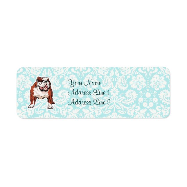 Bulldog; Cute Returadress Etikett (Framsidan)