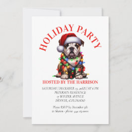 Bulldog Cute Watercolor Hund jul Önskemål Inbjudningar