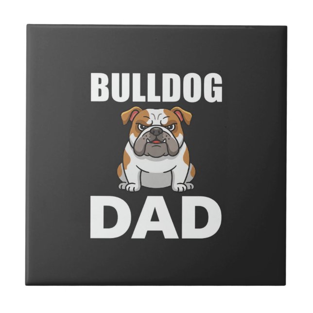 Bulldog Daddy Tecknad Hundälskare Kakelplatta (Framsidan)