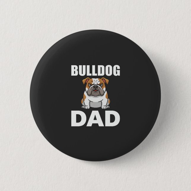 Bulldog Daddy Tecknad Hundälskare Knapp (Framsida)