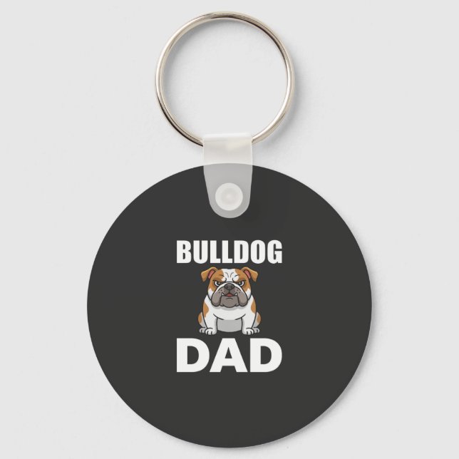 Bulldog Daddy Tecknad Hundälskare Nyckelring (Framsida)