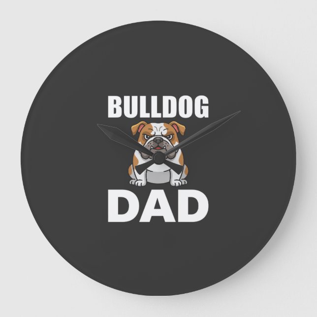 Bulldog Daddy Tecknad Hundälskare Stor Klocka (Framsida)