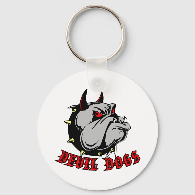 Bulldog Djävulen Hundar Nyckelring (Framsida)