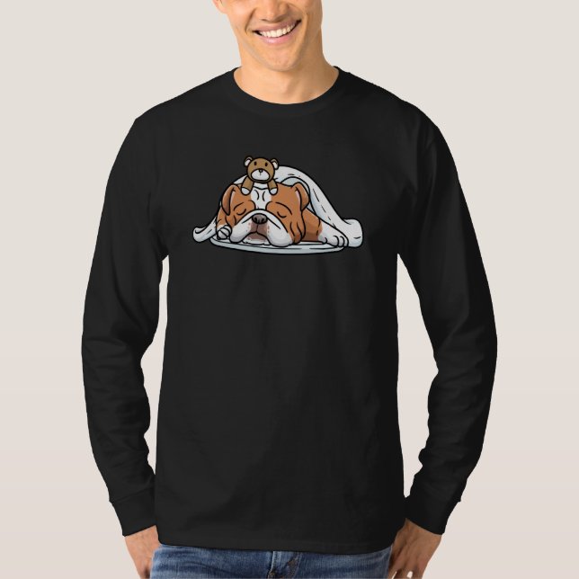 Bulldog Dog English Bulldog With Stuffed Animal Sl T Shirt (Framsida)