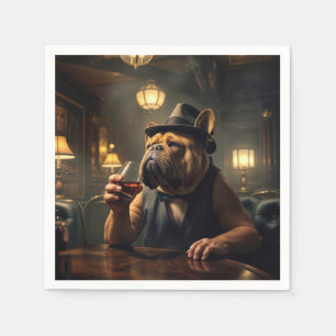 Bulldog Drinking Whiskey på 1920-talartid Pappersservett
