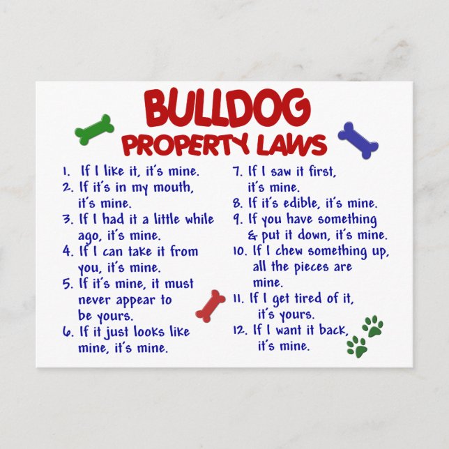 Bulldog Egendom Laws 2 Vykort (Framsida)