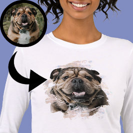 Bulldog eller din Photo Grunge Hund Tan & White T Shirt