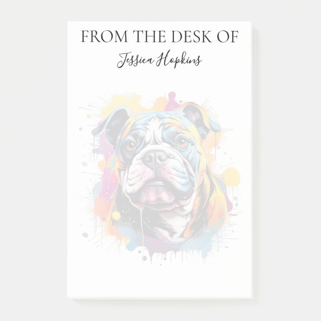 Bulldog Elskare Monogrammerad Hund Post-it Block (Framsida)