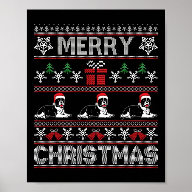 Bulldog-familjen Matching Funny Ugly jul Sweat Poster (Framsidan)
