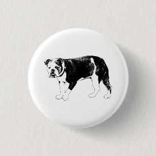 Bulldog-fantasi, svart-vit kul knapp