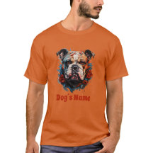 Bulldog Färg Porträtt Silhouette T-Shirt