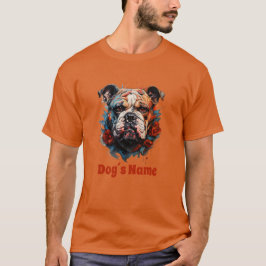 Bulldog Färg Porträtt Silhouette T-Shirt