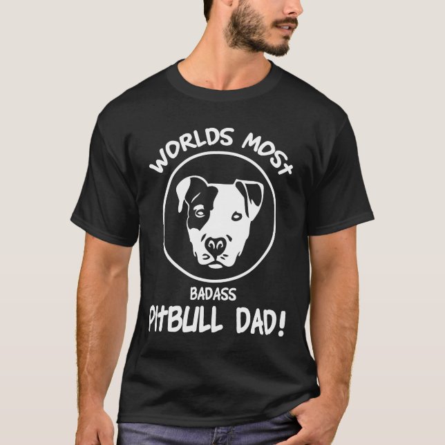 Bulldog Fars Dag Pitbull Hund Pappa Present T Shirt (Framsida)