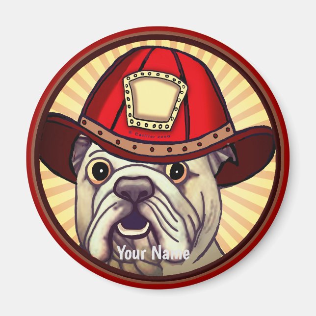 Bulldog Firefighter Magnet (Framsidan)