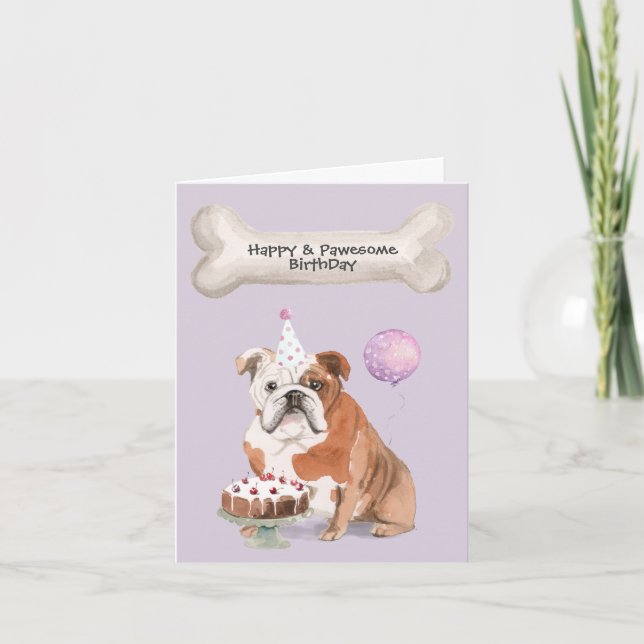 Bulldog födelsedag helgkort (Framsida)