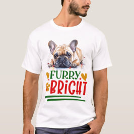 Bulldog för Merry & Bright Fransk T Shirt