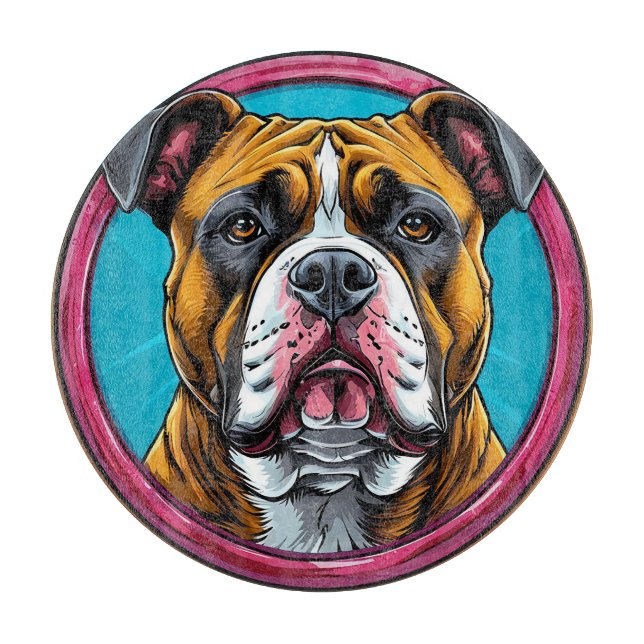 Bulldog framad i en cirkulär dekorativ design (Framsidan)