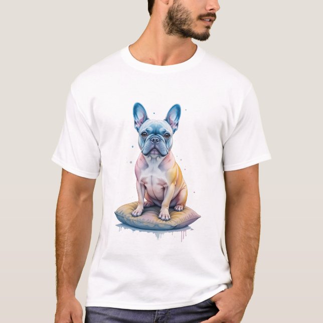 Bulldog Francés Colorido y Artístico  T Shirt (Framsida)