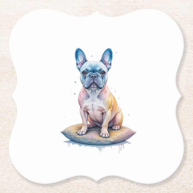 Bulldog Francés Colorido y Artístico  Underlägg Papper (Framsida)