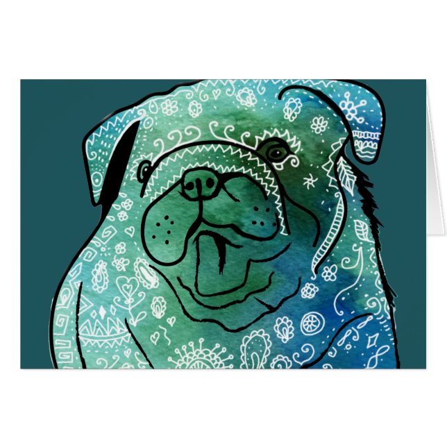 Bulldog Fransk Buldog Postcard Hälsningskort (Framsidan Horizontal)