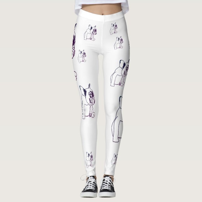 Bulldog Fransk Buldog Puppy Cute Leggings (Framsida)