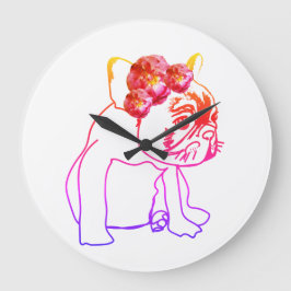 Bulldog Fransk Buldog Puppy Sweet Hund Clock Stor Klocka