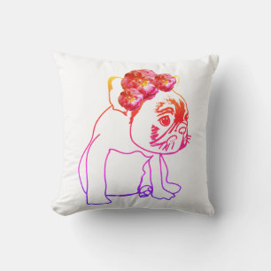 Bulldog Fransk Buldog Puppy Sweet Hund Cushion Kudde
