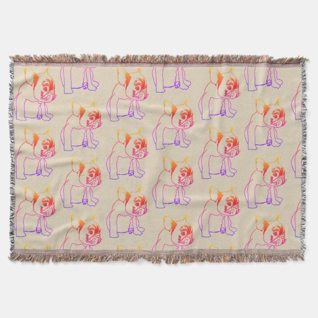 Bulldog Fransk Buldog Puppy Sweet Throw Blanket Mysfilt (Framsidan)