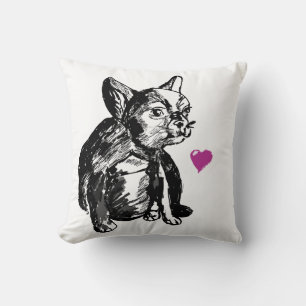 Bulldog Fransk Buldog Teckning Throw Cushion Kudde