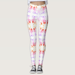 Bulldog fransk bulldog valp rosa söt Leggings