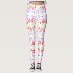 Bulldog fransk bulldog valp rosa söt Leggings