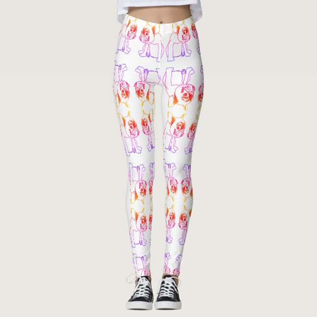 Bulldog fransk bulldog valp rosa söt Leggings (Framsida)