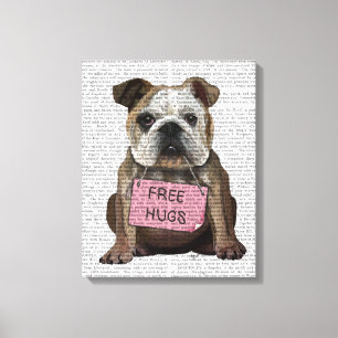 Bulldog Free Hugs Canvastryck