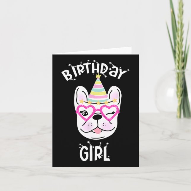 Bulldog Frenchie Firande Party Theme Kort (Framsida)