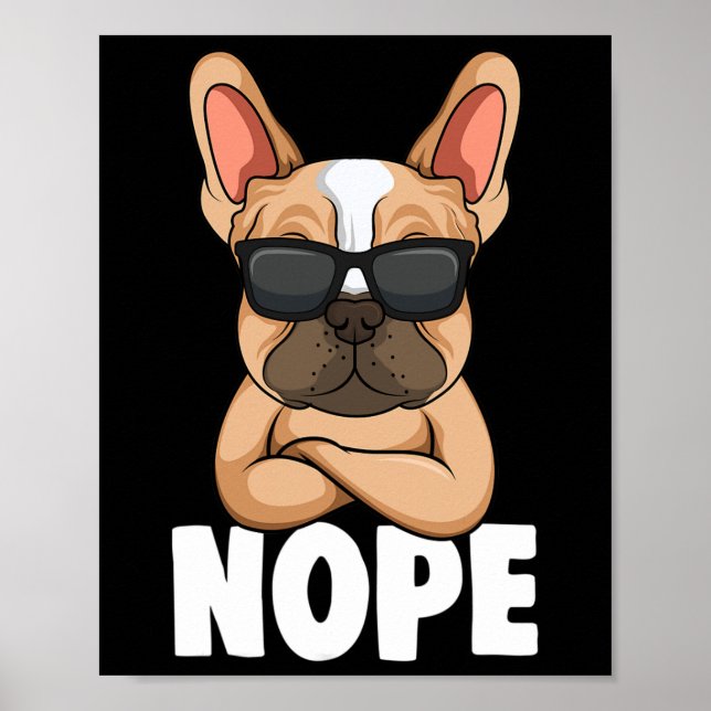 Bulldog Frenchie Nope Hund Mamma Girls Poster (Framsidan)