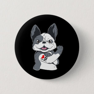 Bulldog Funny I Kärlek Mamma Tattoo Knapp