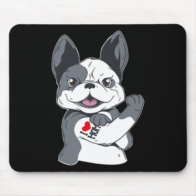 Bulldog Funny I Kärlek Mamma Tattoo Musmatta (Framsidan)