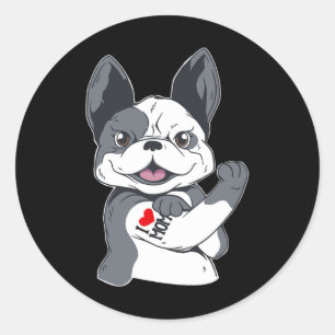 Bulldog Funny I Kärlek Mamma Tattoo Runt Klistermärke