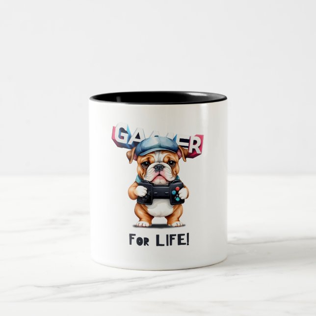Bulldog Gamer for Life Coffee Tea Mugg (Center)
