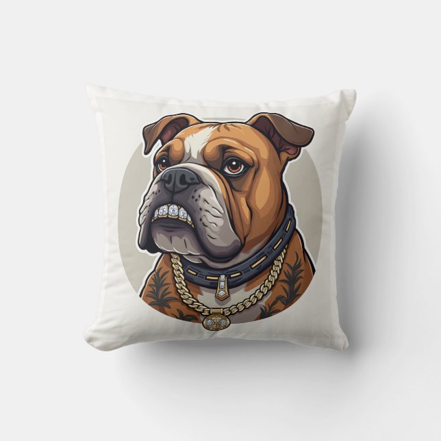 Bulldog & Girl cushion Kudde (Framsida)