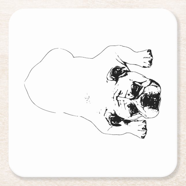Bulldog Glädje Bord Coaster Underlägg Papper Kvadrat (Framsidan)