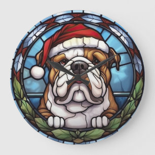 Bulldog Glas-in-ram-kristalljulgran Stor Klocka