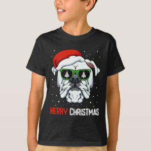 Bulldog God jul Pajama Cute Hund Santa Hat T Shirt