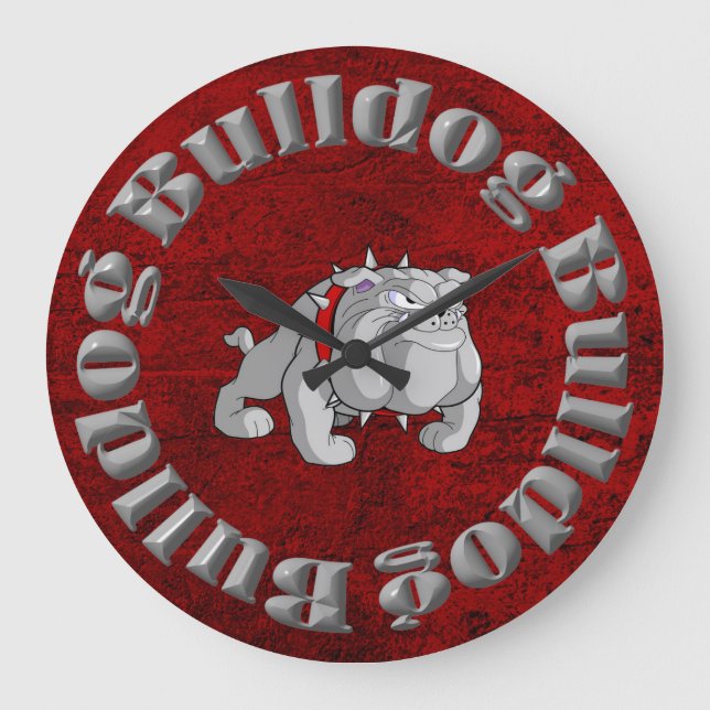 BULLDOG GRÅTT TECKNAD CLOCK STOR KLOCKA (Framsida)